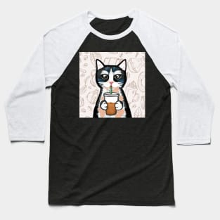 Cat Coffee Baseball T-Shirt